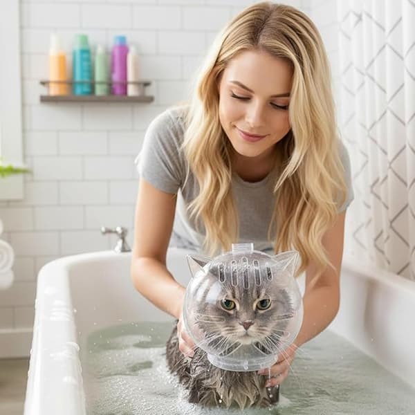Kattbettmunkorg, ABS transparent och andningsbar kattmunkorgsboll, andningsbar kattvårdskorg, bitsäker skyddskrage