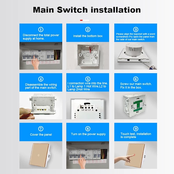 EU Stik Touch Panel med Lyssensor 1 2 3 Gang Udskiftning Plastik Touch Switch til Hotellampe