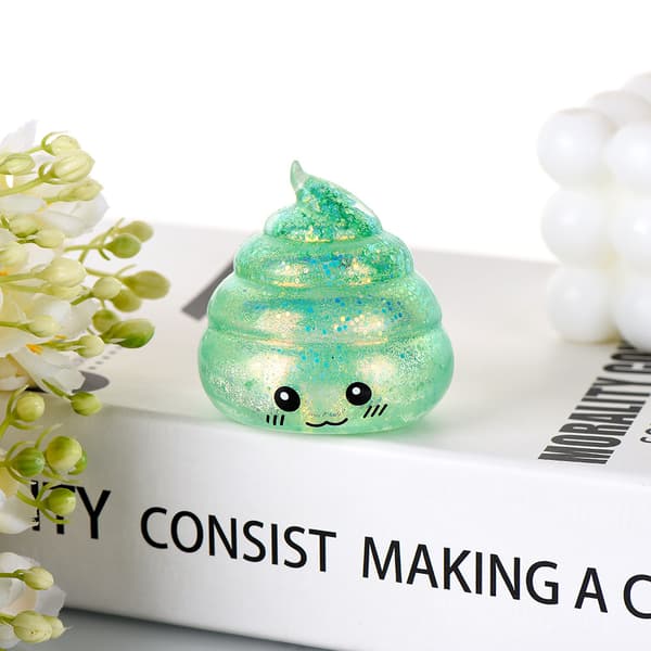 Glittrande bajs Squishy Stressleksak – Rolig klämleksak för ångestlindring**Lila Purple