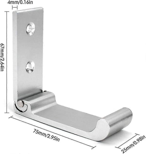 4 stk. foldbar vægmonteret knagerække i aluminiumslegering, foldbar multifunktionel bøjle (sort) SX Silver