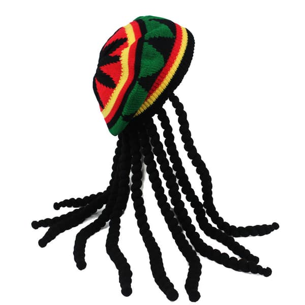 Rasta-dreadlock-hattu punoksilla - Jamaikalainen reggae-lippis - Cosplay-dreadlock-pipo Halloween-asuun