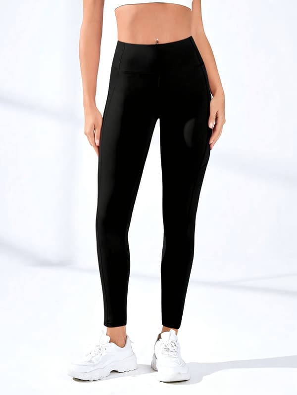4-pack leggings med M-formad söm, rumplyftande kompressionstights med sidoficka för telefon, smal passform M svart + marinblå + rosa + hampgrå