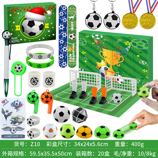 fotballsett Julekalender Overraskelsesgave til julepynt og gave, adventskalender, for fans eller barn
