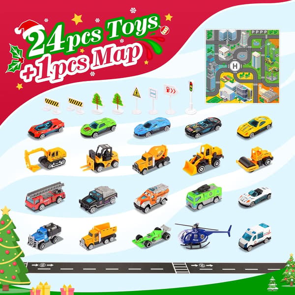 Adventskalender 2025, barnevogn, leker, små gaver