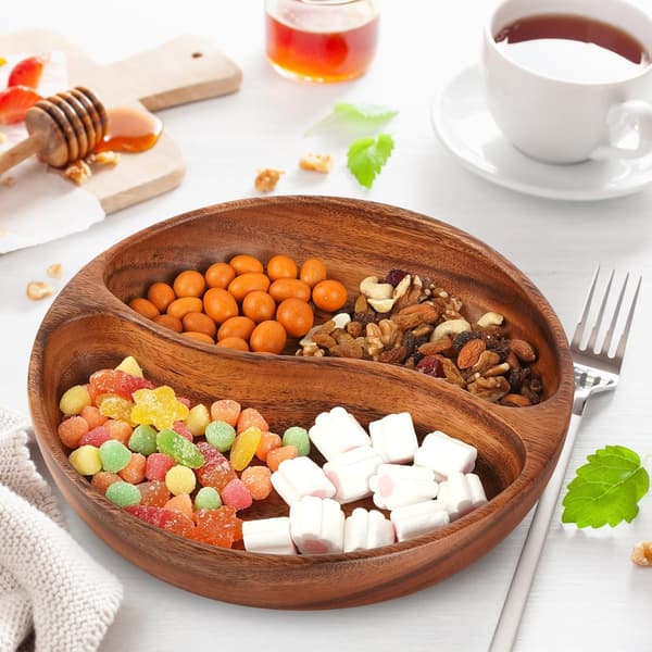 Skärbräda i trä Ostbricka Dekorationsbräda Förvaringslåda i trä Rund Sockerskål Fruktskål Serveringsskål Snacksål Fruktskål Nötskål