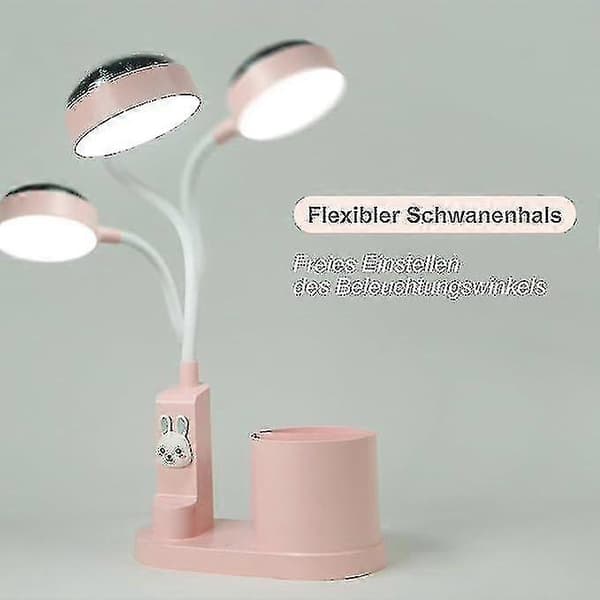 Genopladelig LED-skrivebordslampe til børn med automatisk farveskift og dæmpbart lys til studier Pink