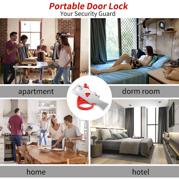 2-pack bärbart dörrstopp för hotell och dörr för extra säkerhet (F854)