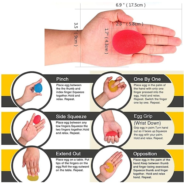 Klemmeball for håndterapi, stress, leddgikt, smertelindring, treningsball for håndøvelser