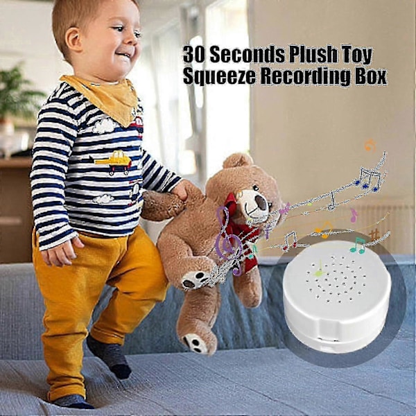 Röstinspelare för Teddybjörnar Tryckbar Inspelningsbar Röstlåda Inspelningsmodul 30 Sekunders Inspelare för Plyschdjur Plyschleksak Kudde{f2} white (Pack of 1)