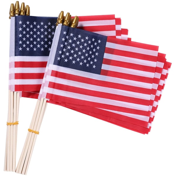 Små amerikanska flaggor-12-pack, 4x6 tum små amerikanska flaggor på sticka, handhållen amerikansk flagga/amerikansk flagg