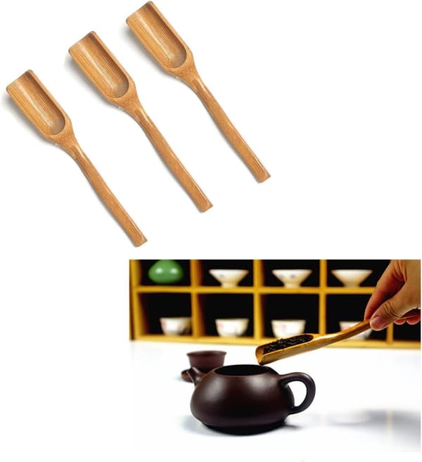 3 st Trä Teskedar, Naturliga Bambu Träskedar, Löst Te Mätsked Bambu, Bambu Tesked för Skopa{f2}