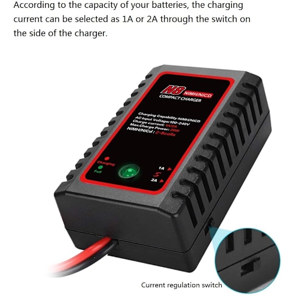 Nimh-laddare för Nimh/NiCD-batteri (2-8s), intelligent laddare för