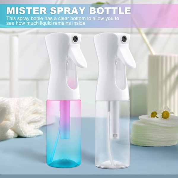 Kontinuerlig Sprayflaska för Hår, Tom Mister Sprayflaska, Fin Mist Vattensprayflaskor för Ansikte, Växter, Lockigt Hår