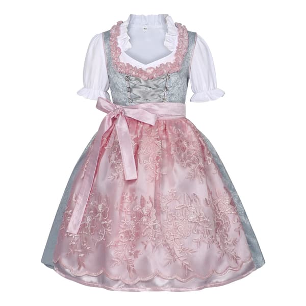 Piger Oktoberfest Traditionel Bayersk Dirndl Kjole Med Forklæde Halloween Retro Middelalder Kostume Gave costume 140