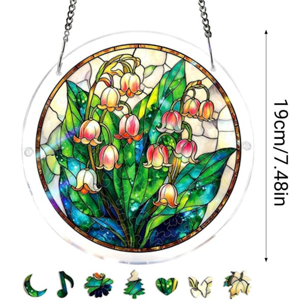 Solkatcher Akryl Puslespill Ornament Fargerik Vindusdekor Lysfanger Rund Kunstdekorasjon*DP032* DP032