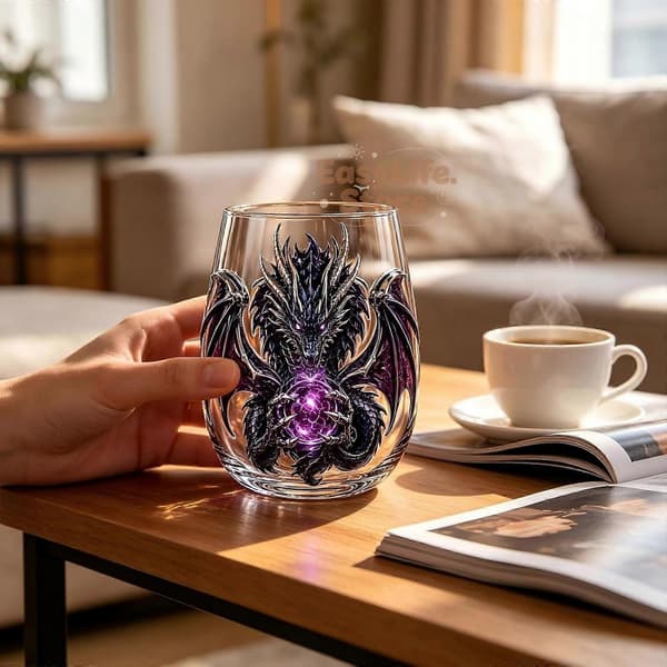 Mytisk Drakglas Konstkopp Whiskyglas, Skulpterat Drakdryckesglas för Bardekorationspresent B