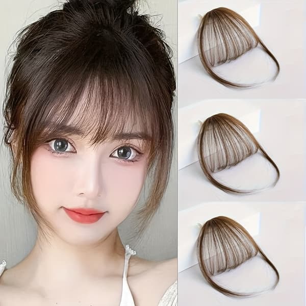 Clip On Bangs Hårstykke Sømløs Pannelugg Hårforlengelse Naturlig Usynlig Black 3pcs