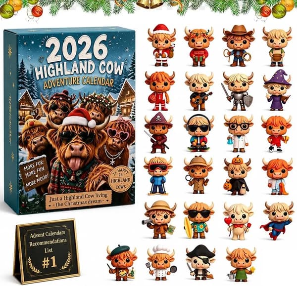 3D Highland Ku Adventskalender 2025 24-dagers nedtelling til jul med mini kufigurer Samleobjekt Gårdsdyrdekor til hjemmet Set-B