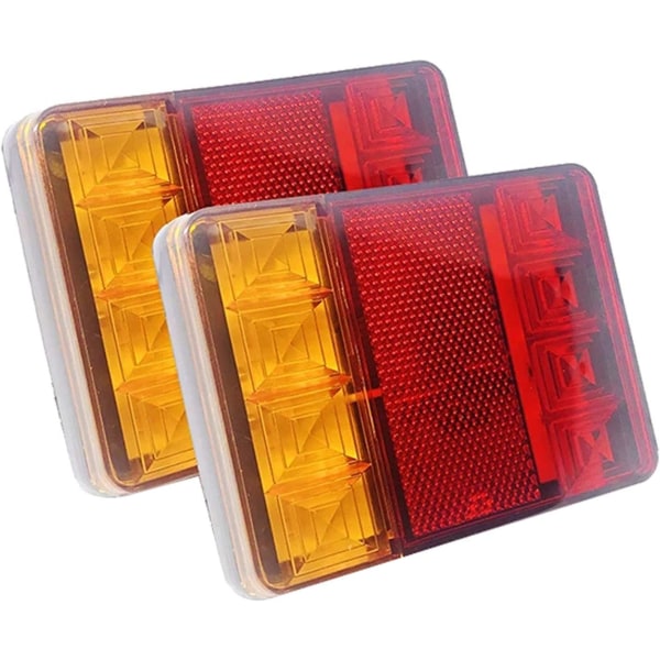 2 Pieces Rear Trailer Tail Light 12V 8 LED Universal Waterproof Rear Warning Lamp Taillights for Agricultural Vehicle Truck