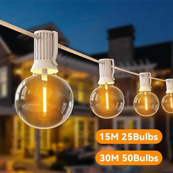 G40 30m Varm Hvid Lyskæde til Terrasse og Have Julepynt 30M 60LED Eu plug