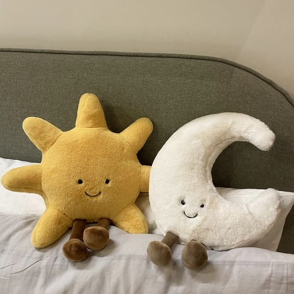 Plyschleksak med leende moln och sol, mjuk gosig tecknad väderdocka för sovrum, soffdekoration, present till barn white Moon about 45cm