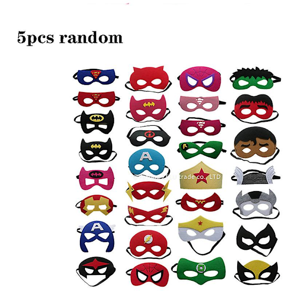 Tegneserie Superhelt Cosplay Maske Halloween Fest Voksen Kles Opp Kostyme Maske Barnefødselsdagsfest Superhelt Favoritt Gaver 5pcs random