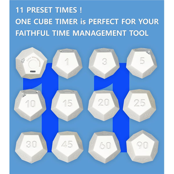 {hw}Cube Timer, Pomodoro Timer, Uppladdningsbar Liten Söt Timer, Timer för Barn och Klassrum, Kökstimer för Matlagning, Träning och Lärande