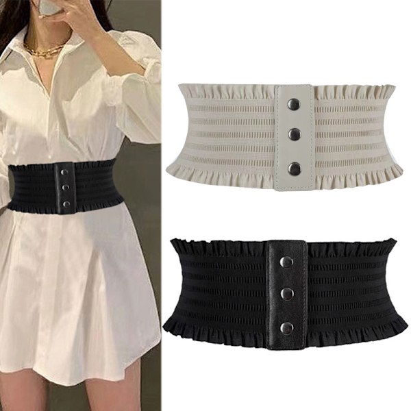 Elastiskt stretchbälte för kvinnor, västerländsk design, hög midja, brett BH-bälte, skjorta, jeans, klänningsbälte{F2}