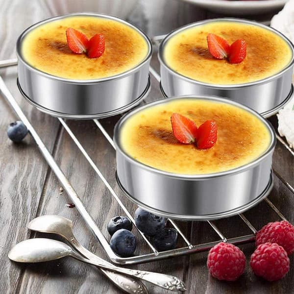 Kakeringer i rustfritt stål - 6-pakning non-stick mousseformer - Runde bakerringer med dobbel krøllkant for desserter 8,5x2,5 cm