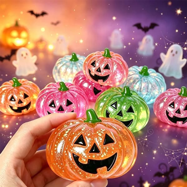 Græskar Maltose Trykkugle Vådt Legetøj til Stresslindring, Blødt og Langsomt Rebound Fidget Legetøj til Stresslindring Halloween Gave 4PCS