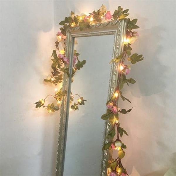 2 meter 20 LED Flower Leaf Garland battery run copper LED Fairy lights for wedding party event decoration