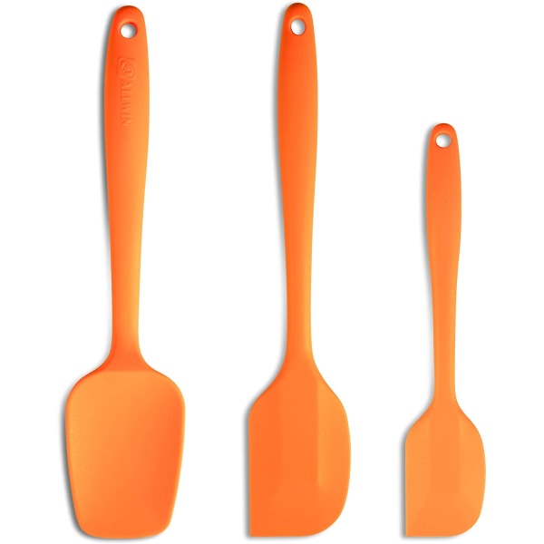 Silikonspatel Set med 3 ergonomiska handtag Hög värmebeständig spatel Non-Stick gummispatel Svart (orange)