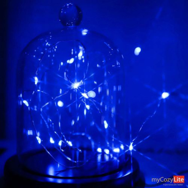 {hw} Blå LED-slinga batteridriven 50 mikro LED-slingor