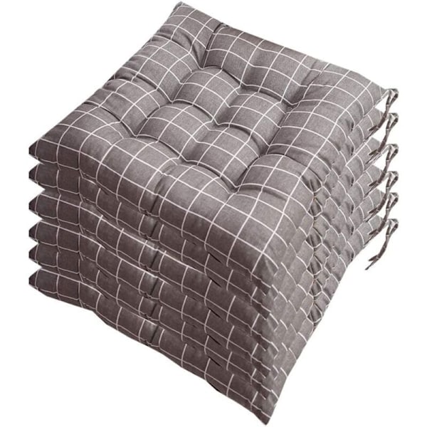 Set med 6 st stolsdynor 40x40, dekorativ kudde, prydnadskudde, trädgårdsdynor, 12 stygn i olika mönster, polyester (a){F2}