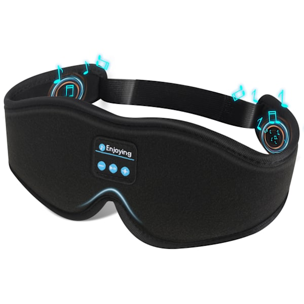 Trådløs 3D Bluetooth Søvnmaske med Stereolyd, Lysblokkerende Øyemaske for Søvn & Reise, Hjemmeutgave Black - E label