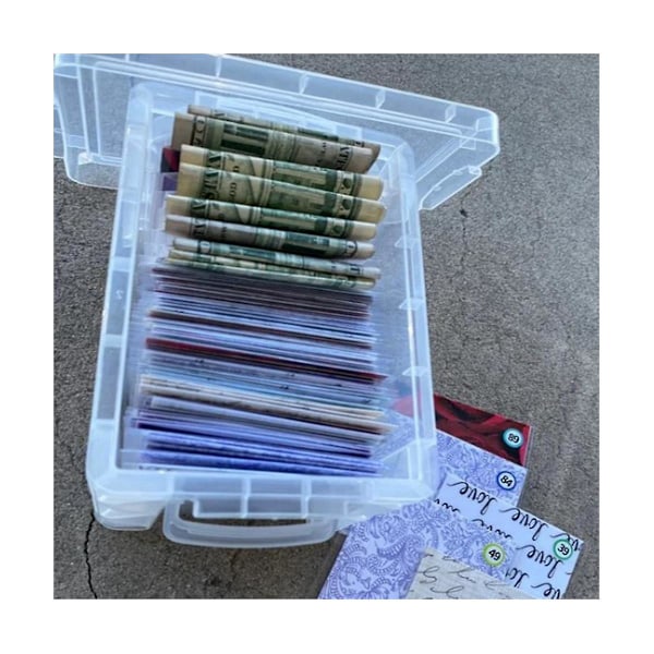 100 kuvert utmaningsbox set, enkelt och roligt sätt att spara 10 000, 100 kuvert utmaningsbox{F2]