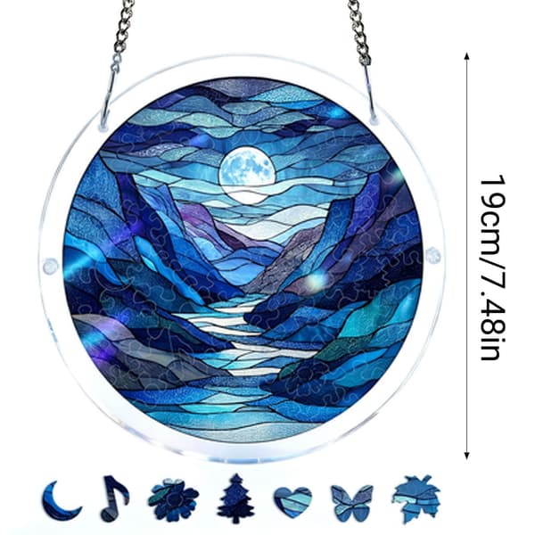 Solkatcher Akryl Puslespill Ornament Fargerik Vindusdekor Lysfanger Rund Kunstdekorasjon*DP032* DP032