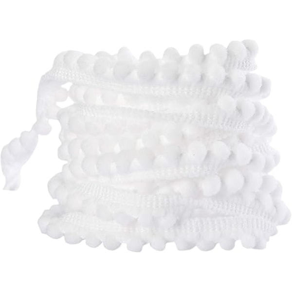 (Vit, 20 meter) Mini Pom Pom Kant Boll Franskant - Band Sy Fri{F2}