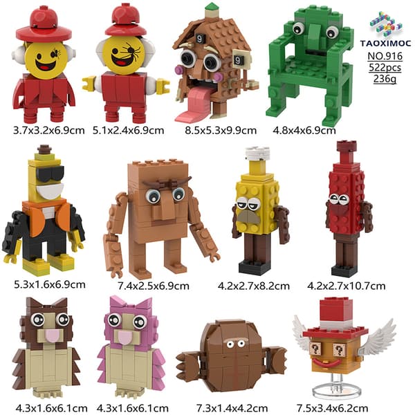 Brainrot Byggklossar Set 12 delar – Meme Leksaksbyggsten Modell DIY Byggleksaksset