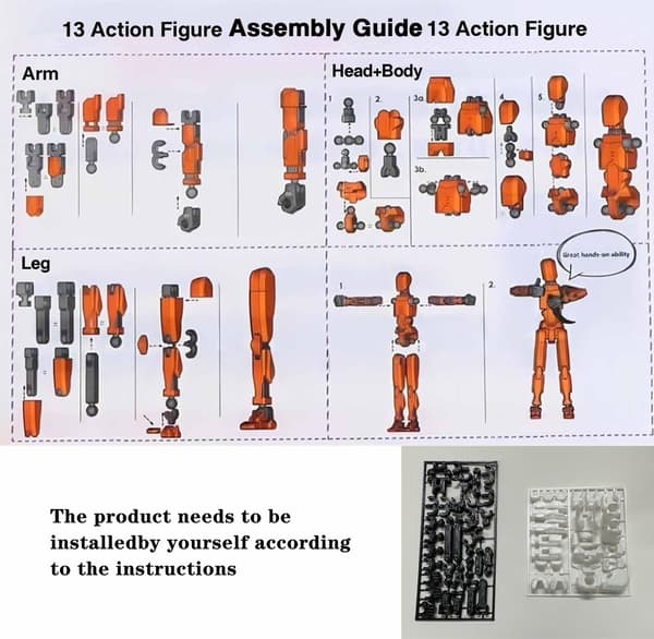 T13 Actionfigur, Titan 13 Actionfigur, Robot Actionfigur, 3D-printet Action{HW} black