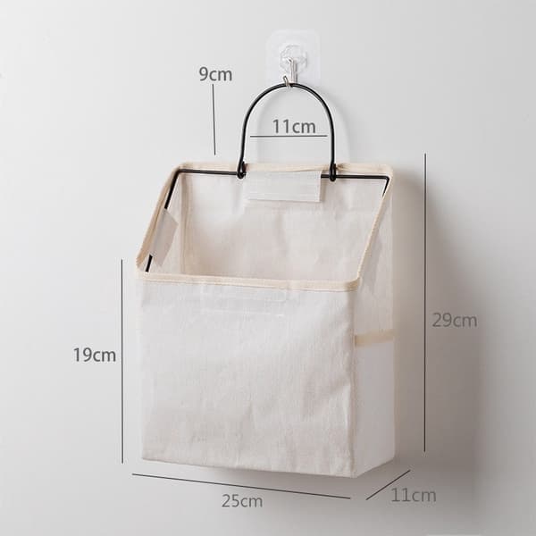 2x Väggförvaringsväska 25x11x29cm - Organizer i bomullslinne för skrivbord kök sovrum - Platsbesparande