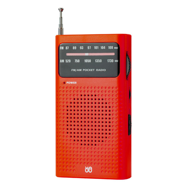 Portable Radio Transistor Radio Station Pocket Radio Small FM AM Radio, and Speaker, Excellent Reception(Red)