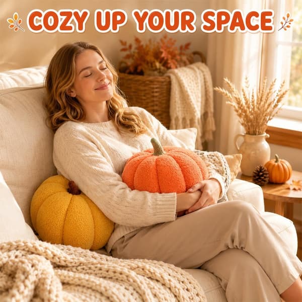 2-delt gresskarputesett, 3D 20 cm plysjpute for Halloween- og Thanksgiving-dekor