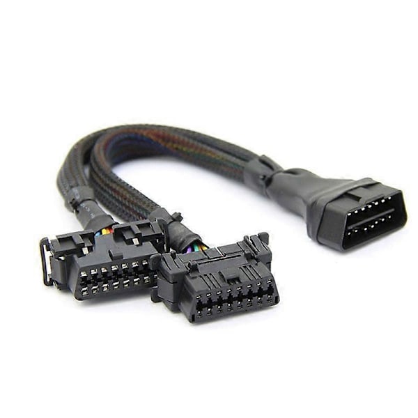 2 i 1 OBD2 Forlængerkabel OBDII Han til 2 Hun Splitter Bil Computer Tilslutning Konverteringsstik{F2]
