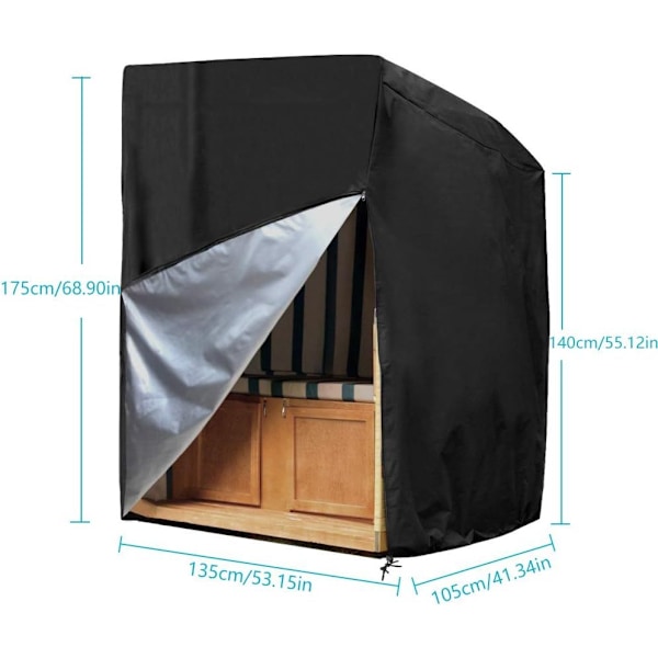 Strandkorb-beskyttelse i strandkurv vandtæt og ripstop Oxford-stof 135X105X175 / 140cm