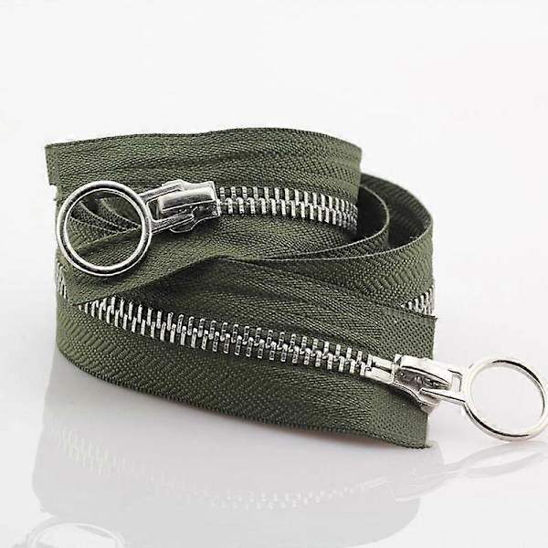 5# 70/90cm Metall Dragkedja Dubbel Slider Rund Ring Dragkedja För DIY Sömnad Kläder khaki khaki 70cm