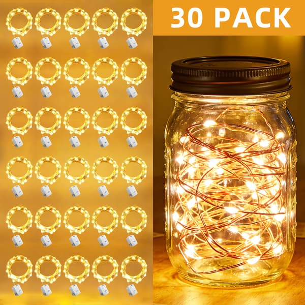 Innendørs lyslenke batteridrevet 20 LED med 3 lysmoduser for hjemmebryllupsfestdekorasjon Warm 3modes 2M 20LED (30Pack)
