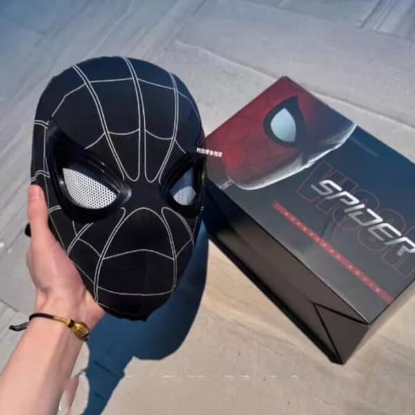 Spider-Man Mask med fjärrkontroll och blinkande LED-ögon-FY-{f2} Black Headband+Ring Control