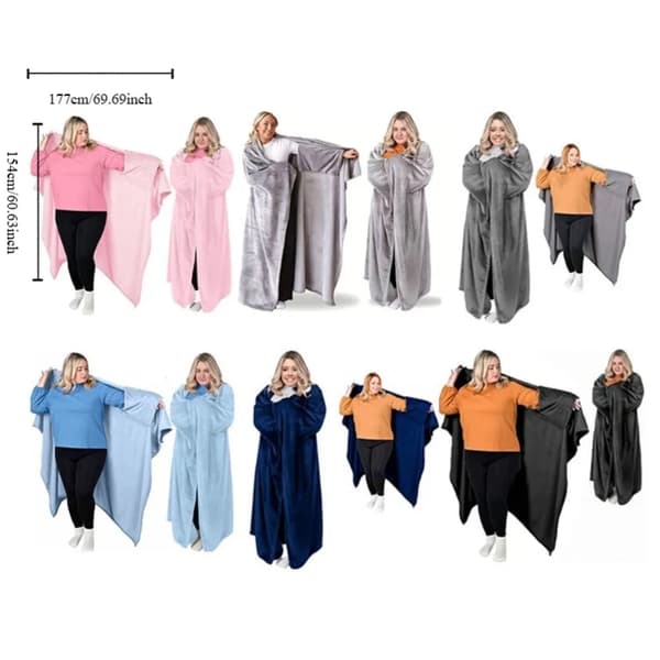 Hyggelig flannel vinter bærbar tæppe varmt sofatæppe blødt fortykket fritidstæppe vinter Black 69.69x60.63in