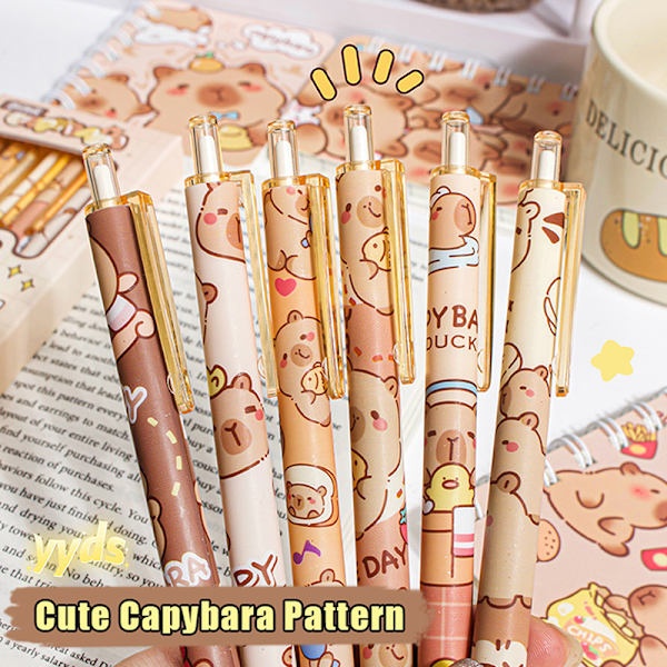 6 st Capybara gelpennor skolmaterial tecknad Capyba(f2) ONESIZE